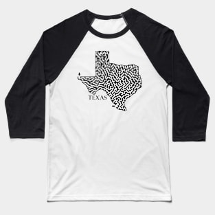 Texas State Outline Maze & Labyrinth Baseball T-Shirt